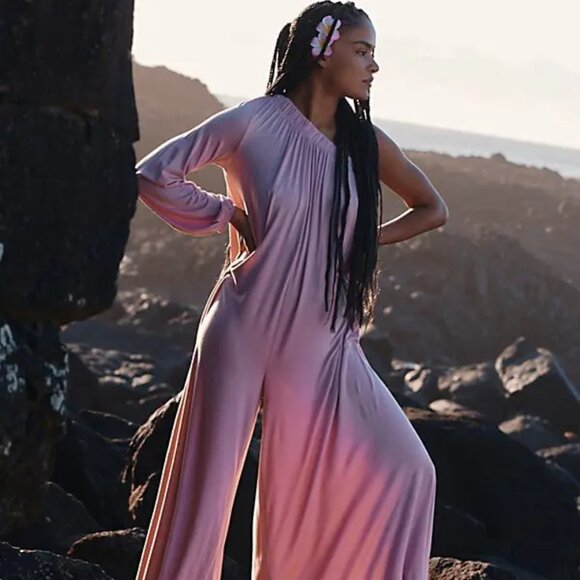 Free People Sunday Stroll Jumpsuit | Rose | Size S | NWT | FP Beach Collection - Picture 3 of 4